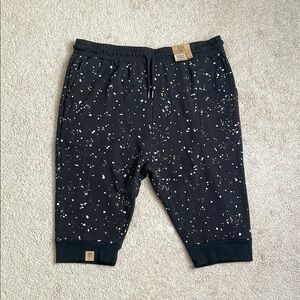 Route 66 Black and White Jogger Shorts with Speckled Pattern